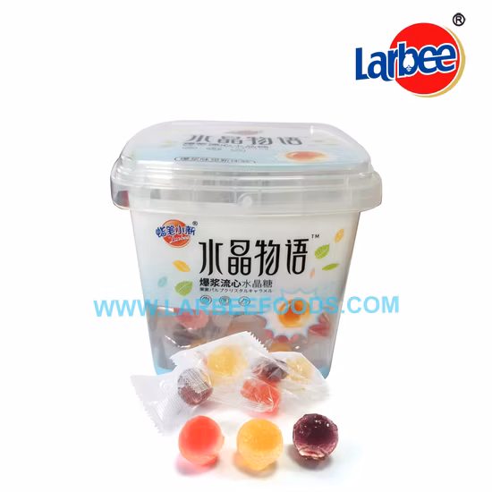 Nuevo paquete de caramelos gomosos con bolas de bombones de frutas jugosas en caja
